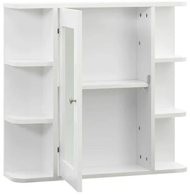 Armário espelhado para casa de banho 66x17x63 cm MDF branco