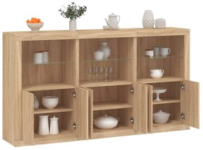 vidaXL Aparador com luzes LED 181,5x37x100 cm carvalho sonoma