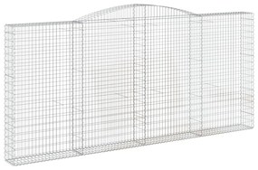 Cestos gabião arqueados 3pcs 400x30x180/200cm ferro galvanizado