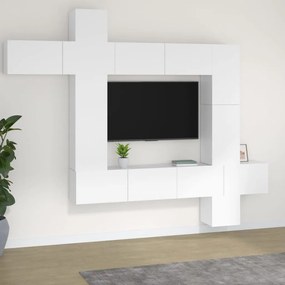 Conjunto móveis de TV 9 pcs madeira processada branco
