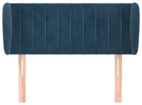 Cabeceira de cama c/ abas veludo 93x23x78/88 cm azul-escuro