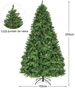 Árvore de Natal iluminada de 2,4 m com suporte Artificial Decoração para Natal em Casa Festa Verde