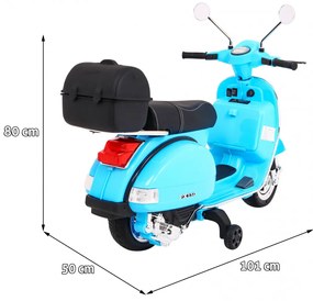 Vespa elétrica para Crianças 12V Scooter, Rodas	Espuma EVA assento couro ecológico Azul