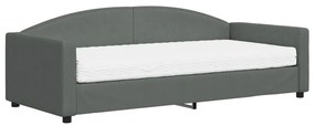 Sofá-cama com colchão 90x200 cm tecido cinzento-escuro