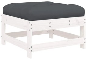 Apoios de pés p/ jardim c/ almofadões 2 pcs pinho maciço branco