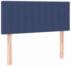 Cama box spring c/ colchão e LED 90x190 cm tecido azul