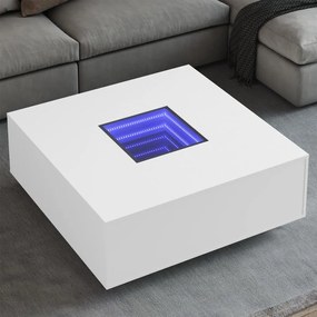 vidaXL Mesa de centro luzes LED Infinity 100x100x40 cm branco