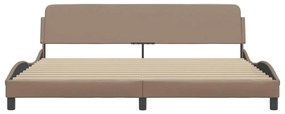 Estrutura cama cabeceira 200x200 cm couro artificial cappuccino