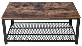 Mesa de centro de design industrial com prateleira 106,2 x 45 x 60,2 cm Castanho Vintage-preto