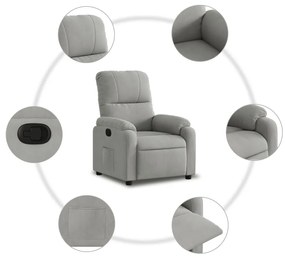 Poltrona reclinável tecido de microfibra cinza-claro
