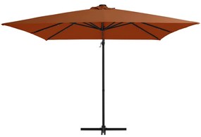 Guarda-sol jardim cantilever c/ luzes LED 250x250 cm terracotta