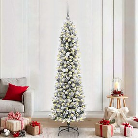vidaXL Árvore de Natal Slim Branco 210 cm PVC
