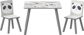 ZONEKIZ Conjunto de Mesa e Cadeiras para Crianças de 3 Peças Mesa Infantil com 2 Cadeiras Conjunto de Móveis para Atividades Cinza | Aosom Portugal