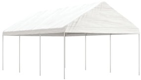 vidaXL Gazebo com telhado 6,69x4,08x3,22 m polietileno branco