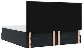 Estrutura de cama otomana com colchões 160x200 cm veludo preto