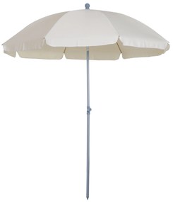 Outsunny Guarda-sol de praia Ø200 cm de diâmetro com Telhado Inclinado  Poste Destacável  e pico inferior creme