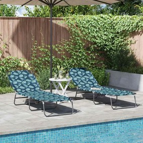 vidaXL Espreguiçadeira dobrável 2 pcs Padrão de folhas Tecido Oxford 600D