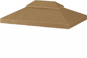 Outsunny Cobertura de Reposição para Pavilhão Lona para Pavilhão 4x3 m Teto Duplo com Furos de Drenagem Poliéster 370 g/m² Bege | Aosom Portugal