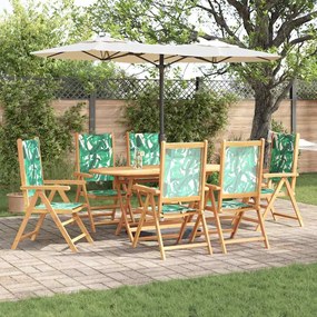 vidaXL Conjunto de Jantar de Jardim 7 pcs Padrão de folhas 6-Pessoas