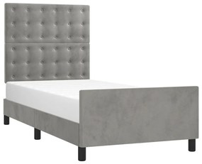 Estrutura de cama sem colchão 80x200 cm veludo cinzento-claro