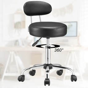 Banco giratório em 360° prático com encosto 56 x 67-81 cm Preto