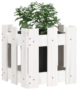 Vaso de Jardim c/ Design Cerca - 30x30x30 cm - Pinho Maciço - Branco