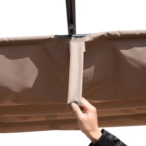 Pérgola de Jardim com Toldo de Poliéster Retrátil e Estrutura de Alumínio para Exterior Pátio 3x3 m Cinza e Castanho