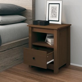 vidaXL Mesa de cabeceira 40x35x49 cm pinho maciço castanho mel