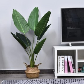 Planta de decoração artificial de Palma Árvore realista com vaso de flores 7 folhas x15x120cm para exterior e interior Não requer instalação