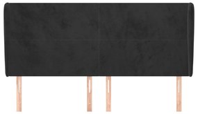 Cabeceira de cama c/ abas veludo 183x23x118/128 cm preto