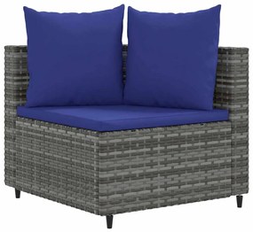 6 pcs conjunto sofás de jardim com almofadões vime cinzento