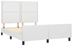 Estrutura cama c/ cabeceira couro artificial 140x190 cm branco