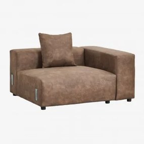 Módulo De Canto Direito 135x113 Cm Com Apoio De Braço Alto E Almofada Para Sofá Modular Bruna Camurça Café Castanho - Sklum