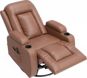 Poltrona de Massagem e Relaxamento, 94 x 85 x 104 cm, 8 Pontos de Vibração, Castanho