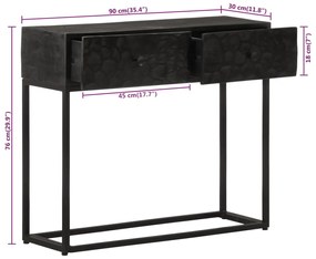 Mesa consola 90x30x76 cm mangueira maciça e ferro preto