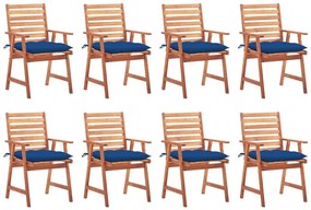 vidaXL Cadeiras de jantar p/ jardim 8 pcs c/ almofadões acácia maciça