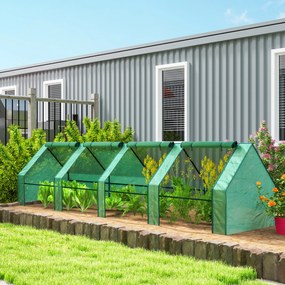 Mini-estufa de jardim 360 x 90 x 90 cm, mini-estufa em túnel com 4 janelas com fecho de correr, aço, PE 140 g/m², proteção anti-UV, verde