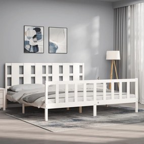 Cama sem colchão 200x200 cm madeira de pinho maciça branco
