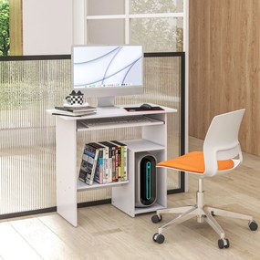 Secretária com arrumação, tabuleiro para teclado e suporte para monitor, 80 x 45 x 75 cm, branca