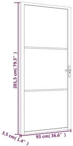 Porta de interior 93x201,5 cm vidro ESG e alumínio branco