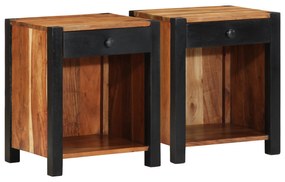 vidaXL Armários de Cabeceira 2 pcs 40x35x50 cm Madeira Sólida de Acácia