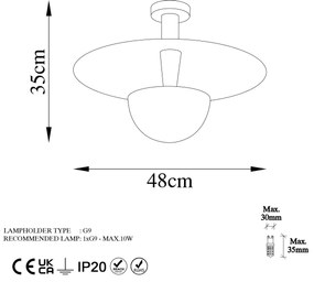 Candeeiro de Teto Kurt – Cobre – 48 cm de Diâmetro x 35 cm de Altura