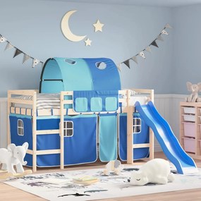 vidaXL Cortinas para cama elevada com túnel poliéster azul