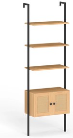 Estante de escada de 6 níveis com 2 gavetas e estrutura de metal - preta