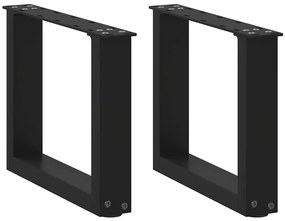 vidaXL Pés para mesa de centro em formato de U, 2 peças, preto, 40x(30-31) cm, aço