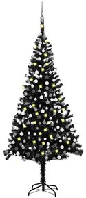 Árvore Natal artificial pré-iluminada c/ bolas 240cm PVC preto