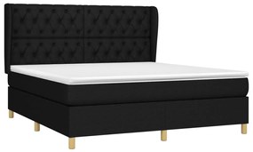 Cama com molas/colchão 160x200 cm tecido preto