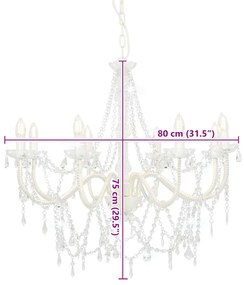 Lustre com contas lâmpadas 8 x E14 branco