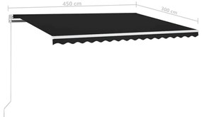 Toldo automático com LED e sensor de vento 450x300 cm antracite