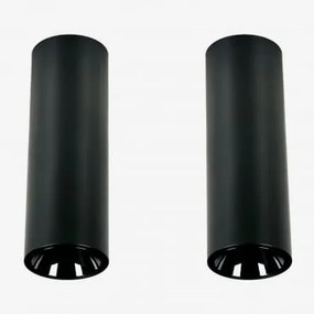 Pack De 2 Apliques De Teto Led De Superfície Redondos Ø5,7 Cm Em Alumínio Luisiana Preto & 8 W & 23º & Branco Frio 4000k - Sklum